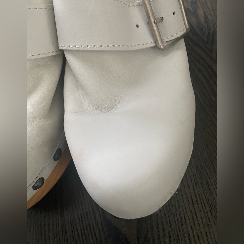 Free People Culver City White Leather Clog Heel Size 39 - Picture 8 of 10